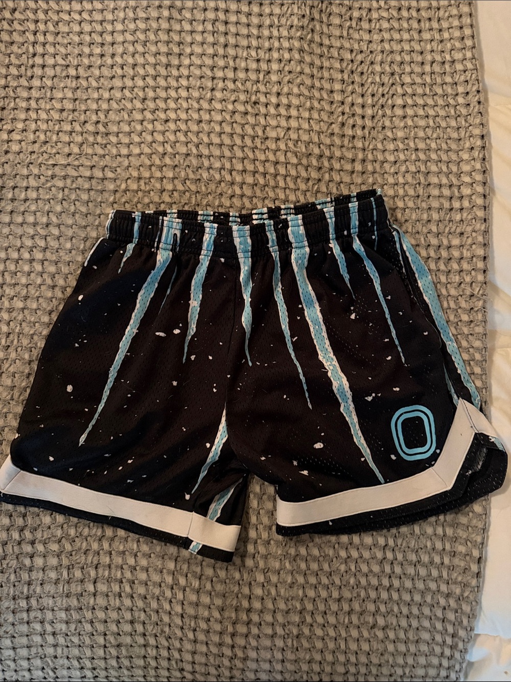 Kids Black Shorts with Light Blue Stripe Accent